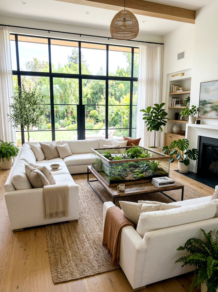 Coffee Table Terrarium Display - 25 Spring Terrarium Decor Ideas