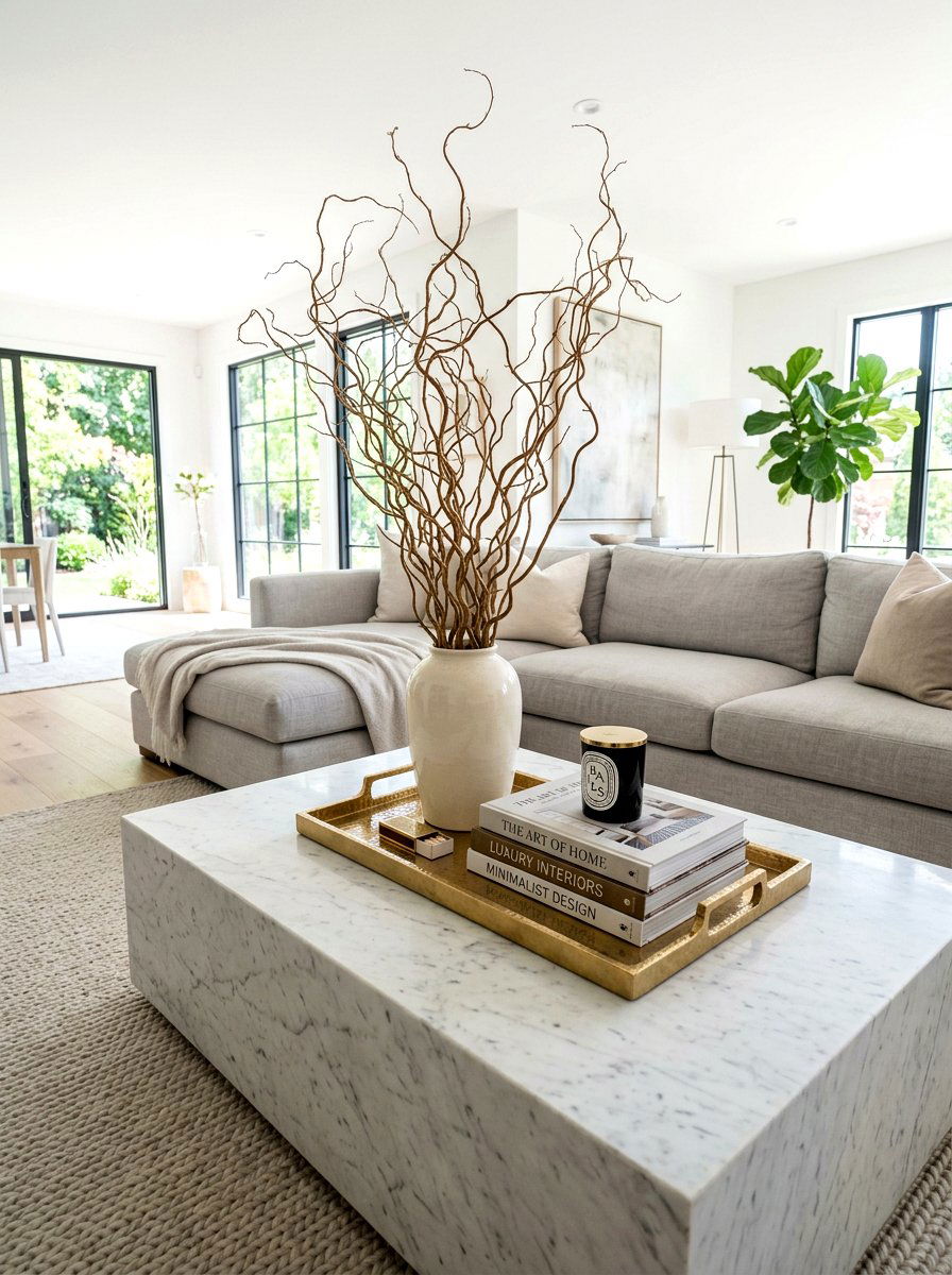 Coffee Table Tray Display - 25 Spring Curly Willow Branch Ideas