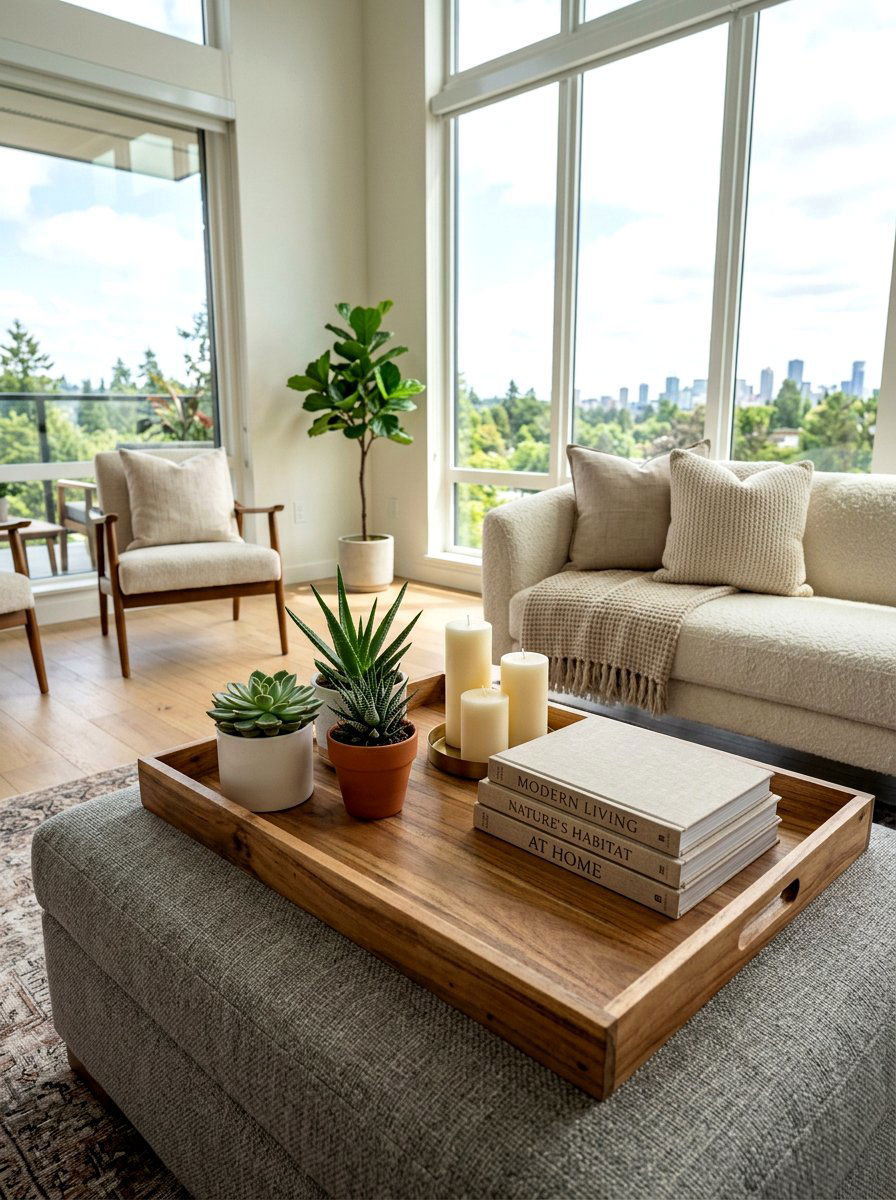 Coffee Table Tray Greenery - 25 Spring Wooden Tray Decor Ideas