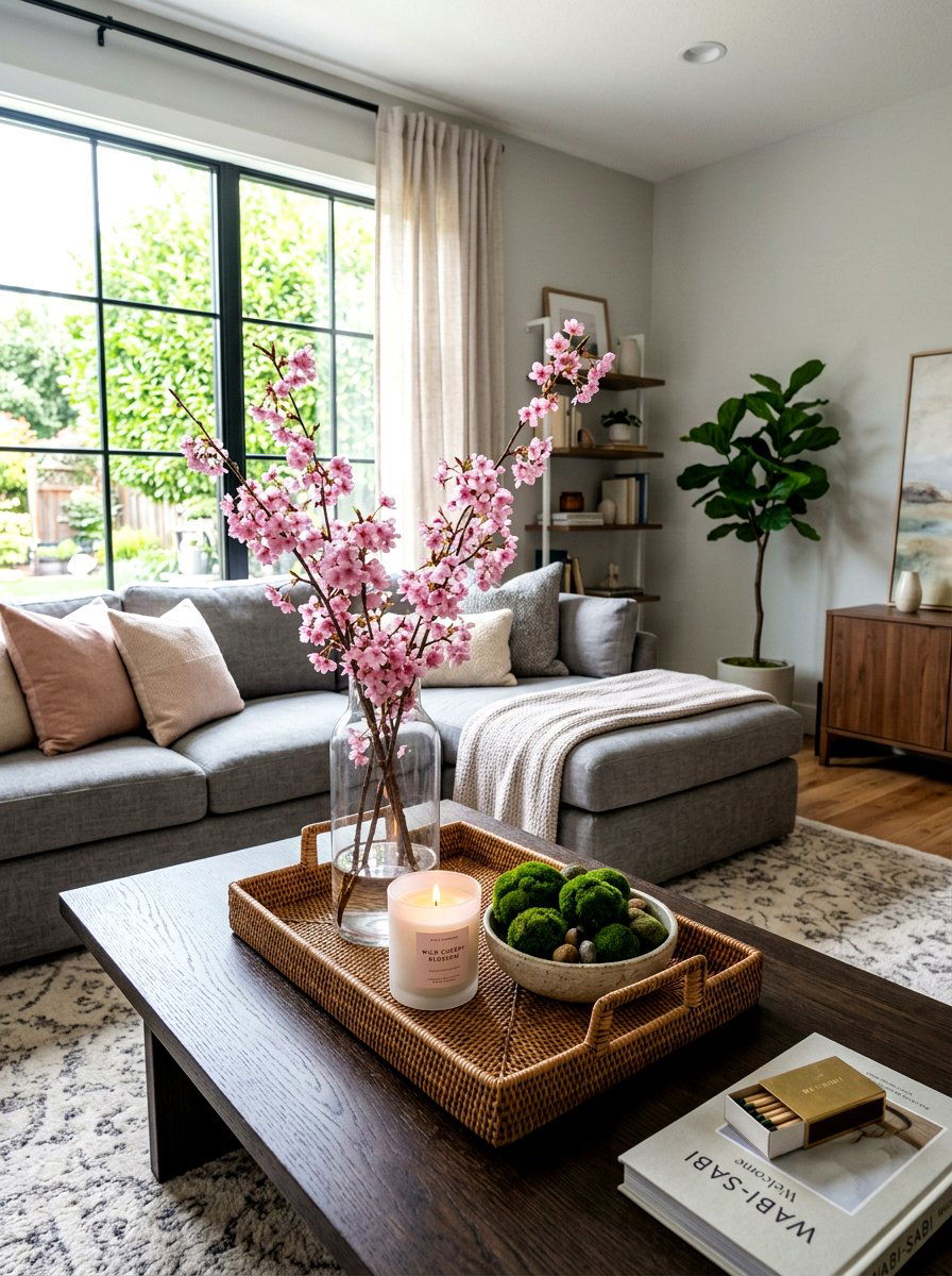 Coffee Table Tray With Flowers - 25 Spring Decorative Tray Ideas