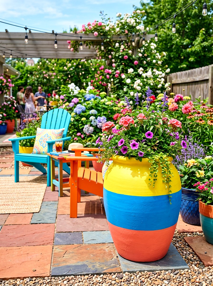Color Block Pot - 25 Spring Planter Painting Ideas