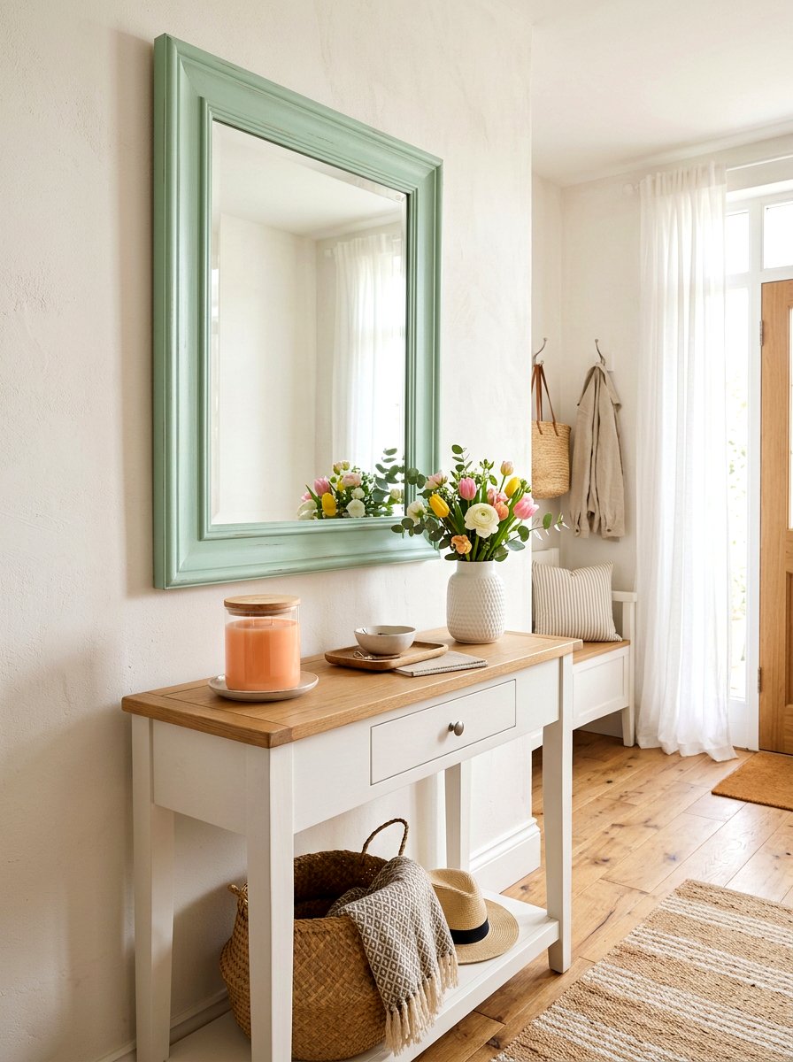 Colored Frame Mirror - 25 Spring Foyer Mirror Ideas