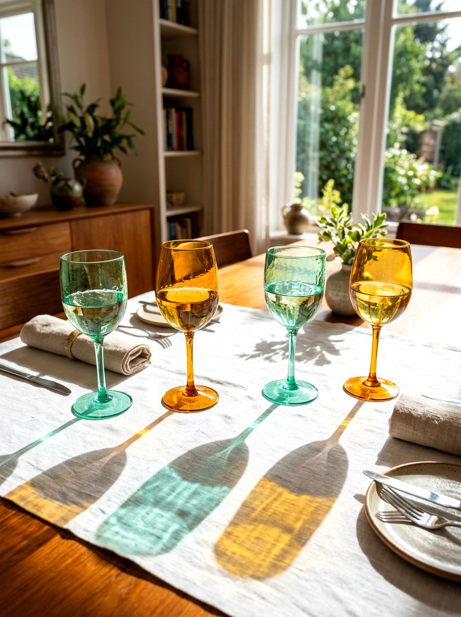 Colored Glassware Set - 25 Spring Dining Room Decor Ideas