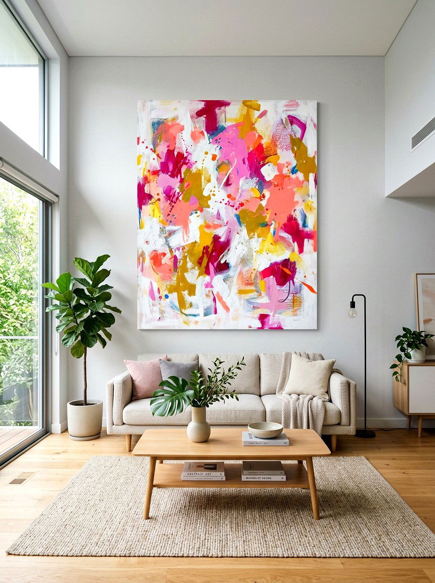 Colorful Abstract Art - 25 Spring Airbnb Decor Ideas