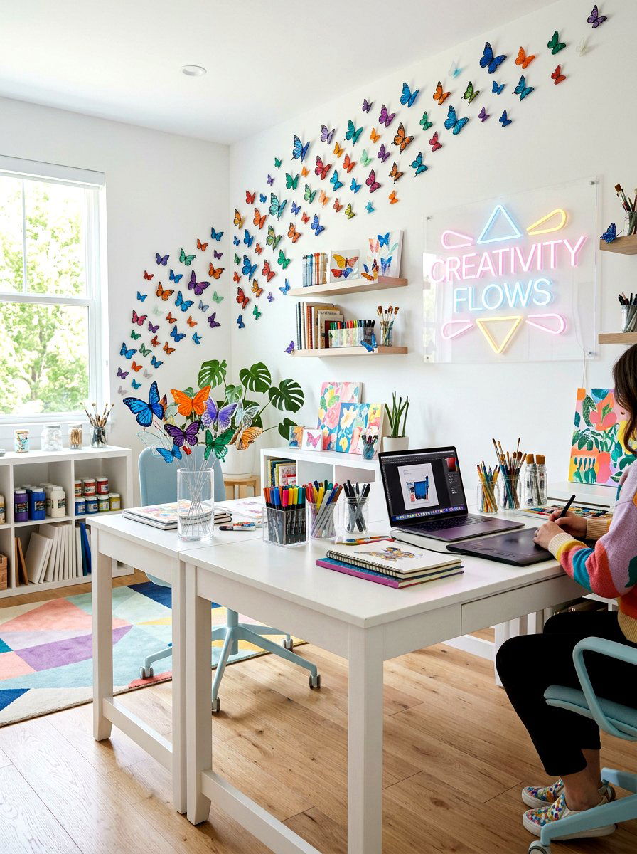 Colorful Acrylic Butterfly - 25 Spring Butterfly Wall Decor Ideas