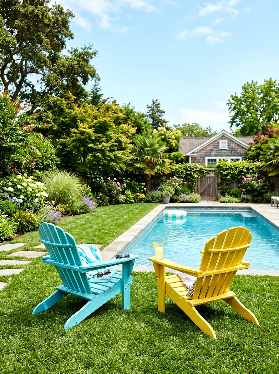 Colorful Adirondack Chair - 25 Spring Pool Area Decor Ideas