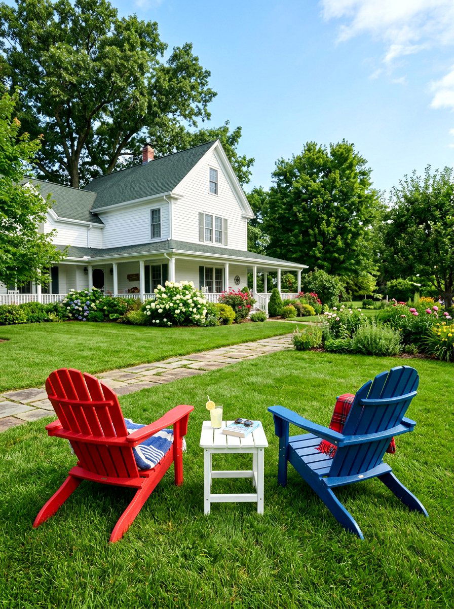 Colorful Adirondack Chairs - 25 Backyard Patio Spring Decor Ideas