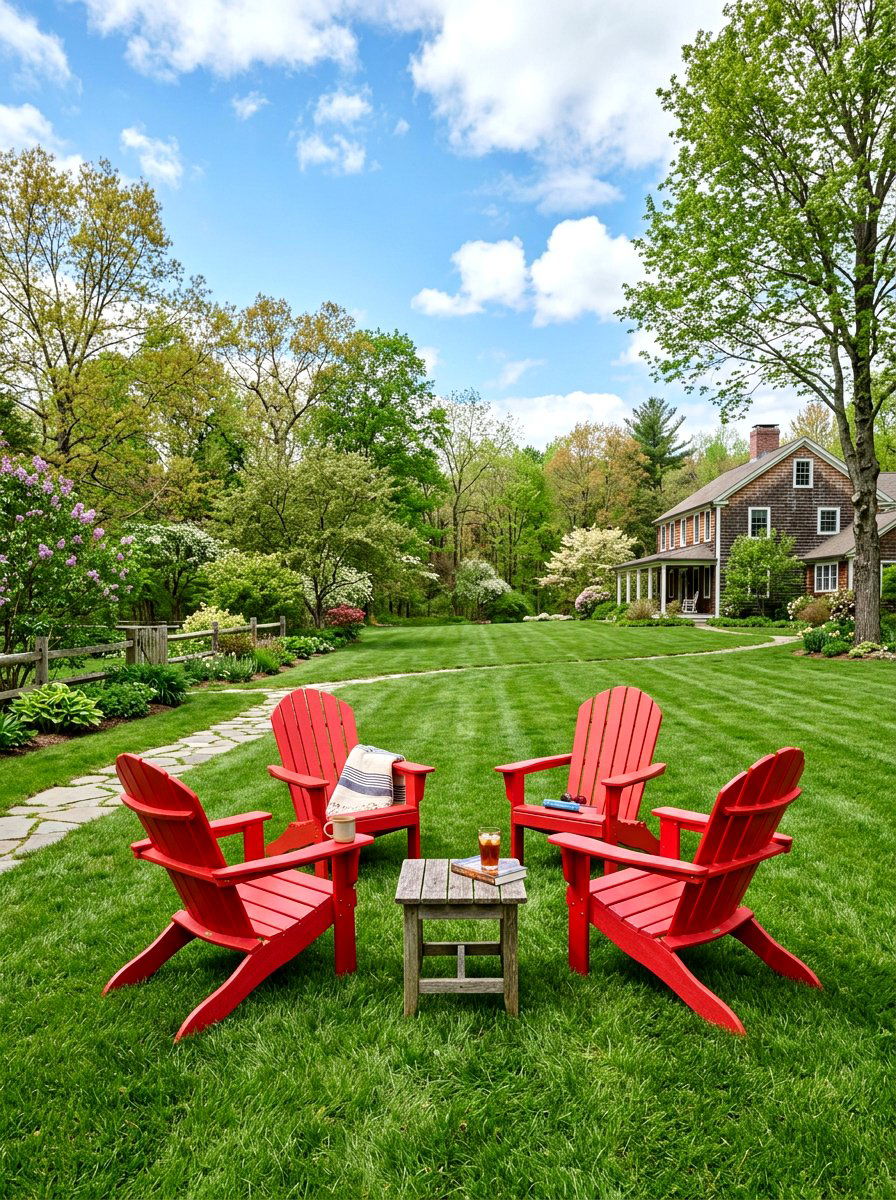 Colorful Adirondack chairs - 25 Backyard Spring Decor Ideas