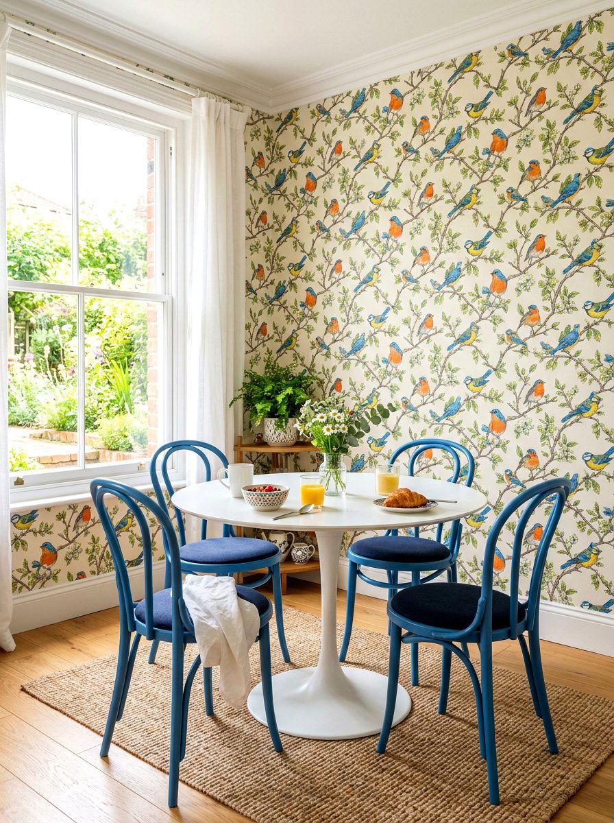 Colorful Bird And Branch Wallpaper - 25 Spring Peel and Stick Wallpaper Ideas