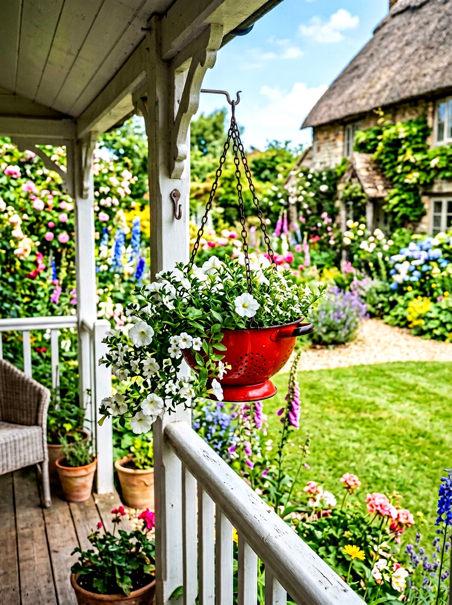 Colorful Colander Hanging Pot - 25 Spring DIY Planter Ideas