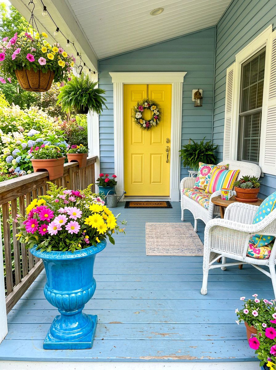 Colorful Daisy Urn - 25 Spring Porch Urn Ideas