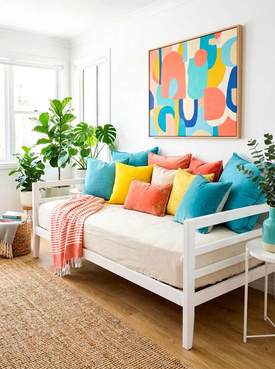Colorful Daybed Cushions - 25 Spring Daybed Decor Ideas