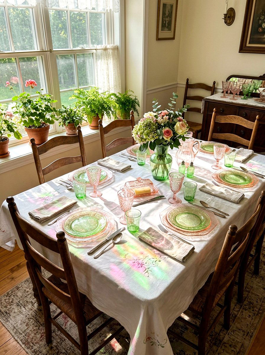 Colorful Glass Depression Era Plates - 25 Spring Plate Decor Ideas