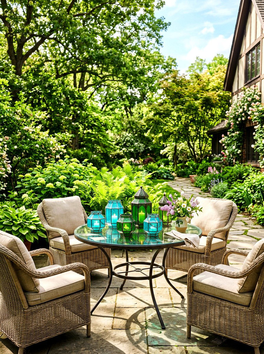 Colorful Glass Lantern - 25 Spring Garden Lantern Ideas