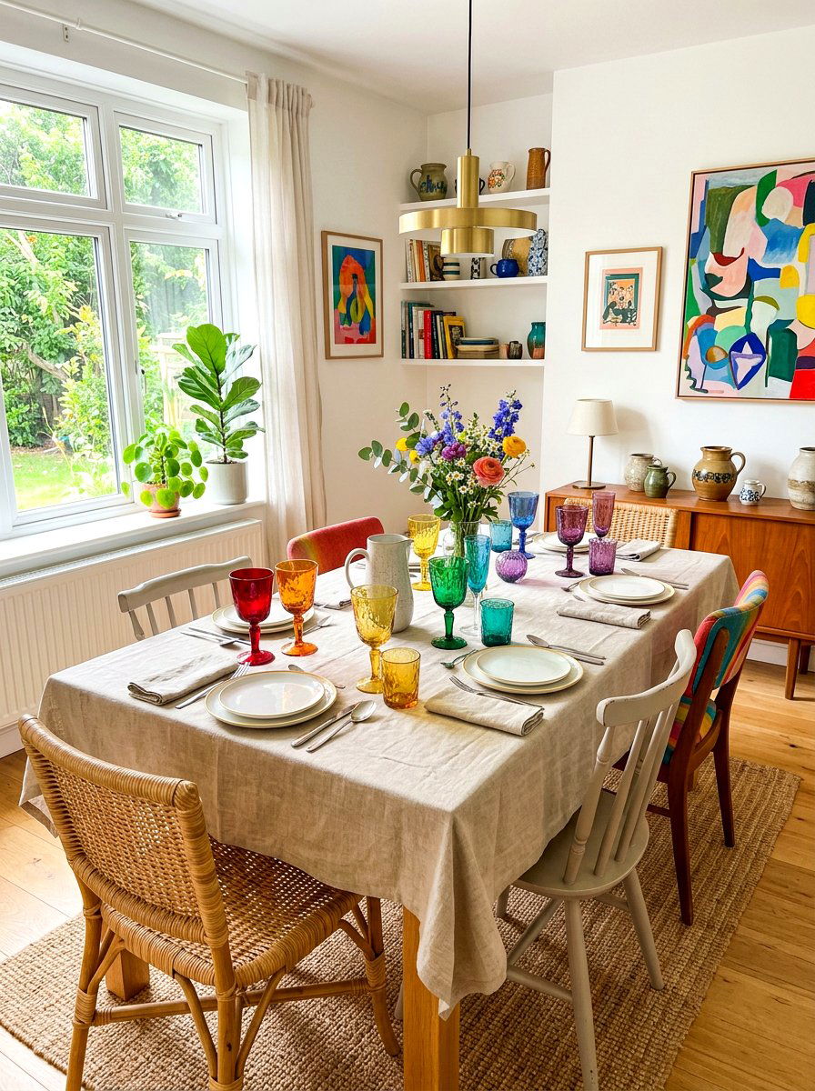 Colorful Glassware - 25 Spring Luncheon Table Ideas