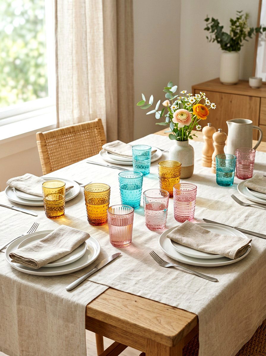 Colorful Glassware Set - 25 Spring Sunday Brunch Ideas