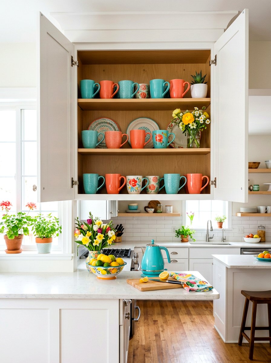 Colorful Kitchen Cabinet Spring Decor - 25 Spring Kitchen Cabinet Decor Ideas