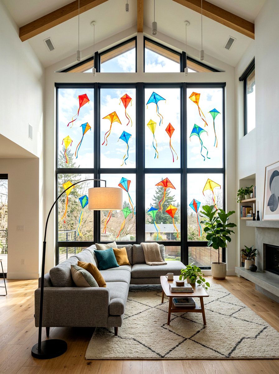 Colorful Kite Window Clings - 25 Spring Gel Cling Ideas