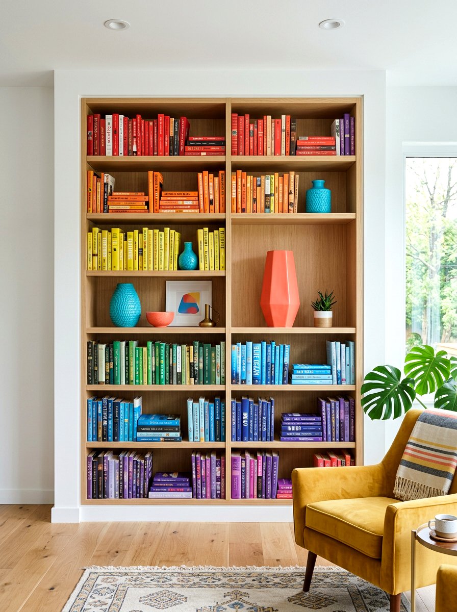 Colorful Living Room Shelf - 25 Spring Living Room Shelf Ideas