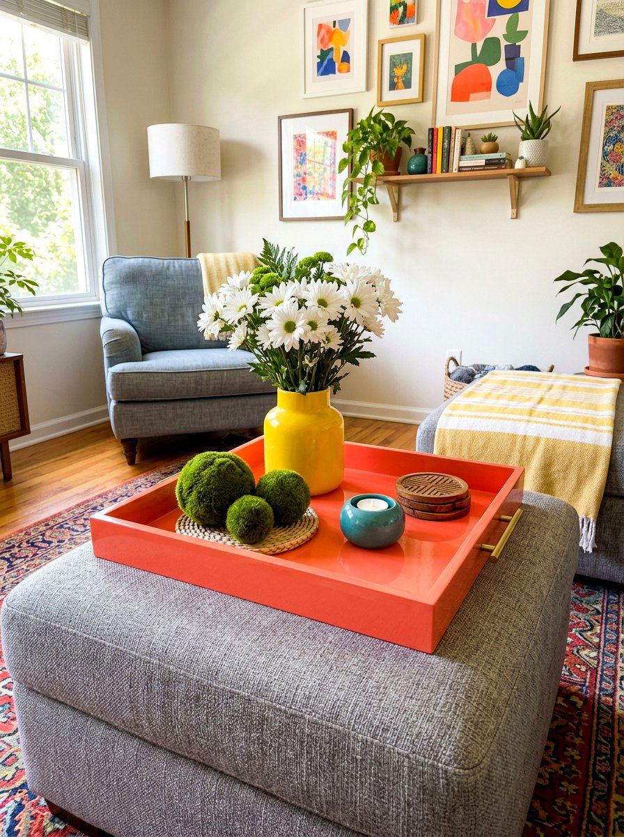 Colorful Ottoman Tray - 25 Spring Ottoman Tray Ideas