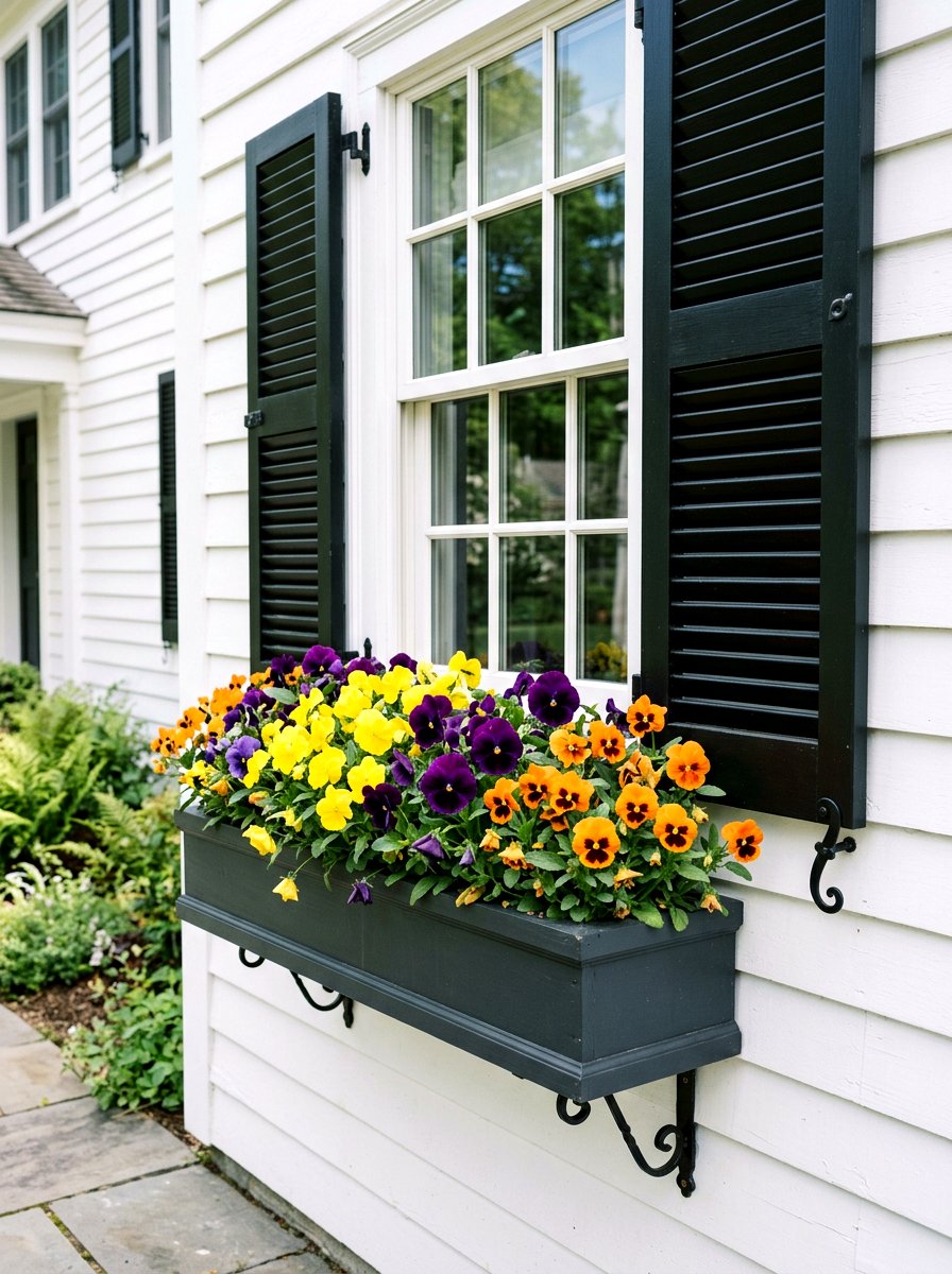 Colorful Pansy Window Box - 25 Spring Outdoor Planter Ideas