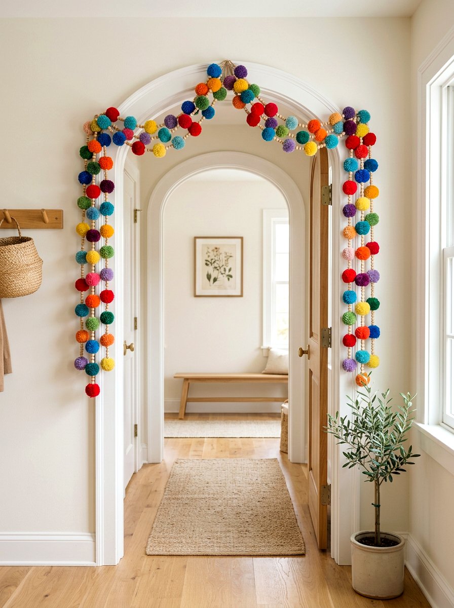 Colorful Pom Pom Garland - 25 Spring Cinco de Mayo Decor Ideas