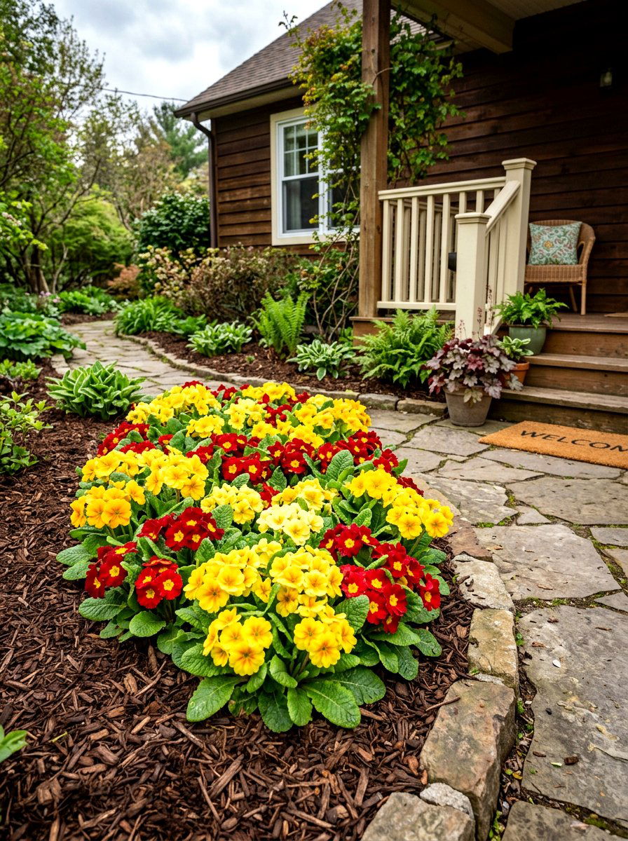 Colorful Primrose Flower Bed - 25 Spring Perennial Garden Ideas