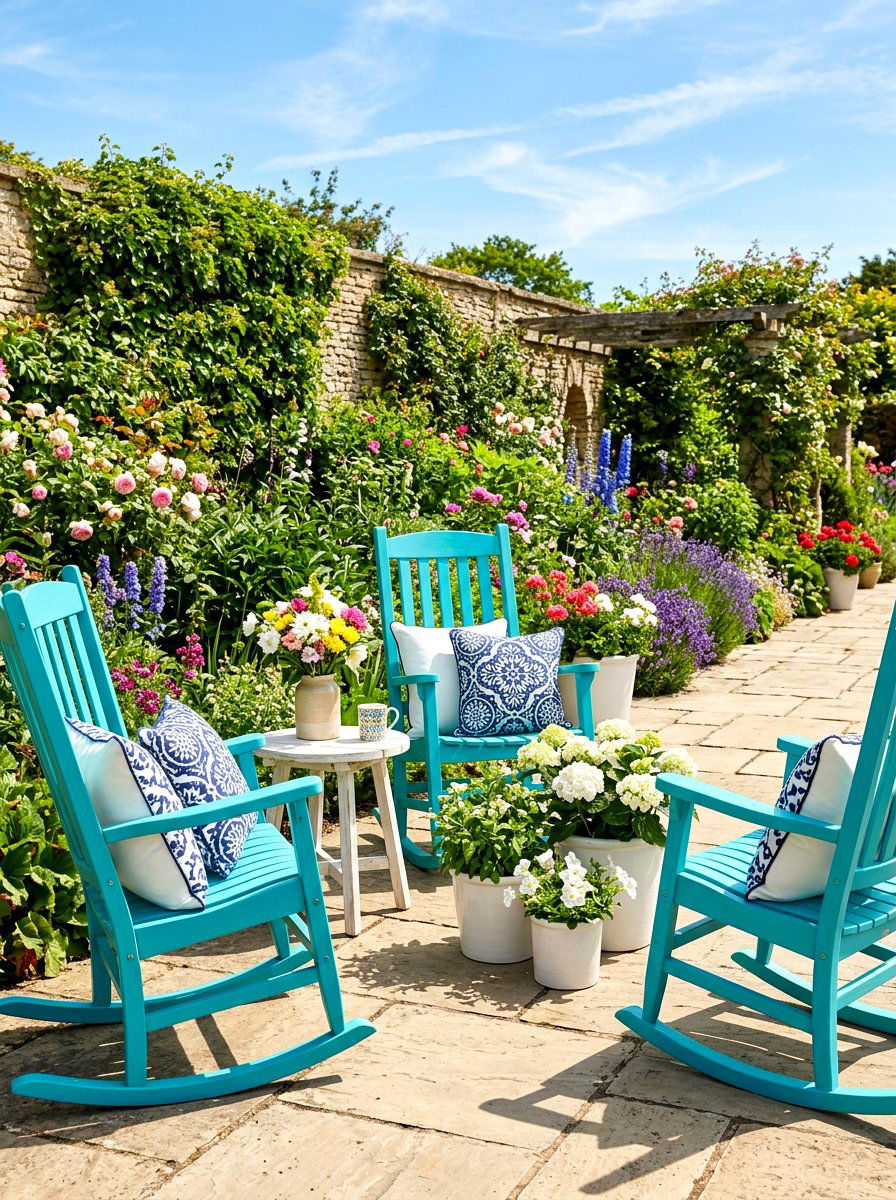 Colorful Rocking Chair - 25 Spring Porch Rocking Chair Decor Ideas