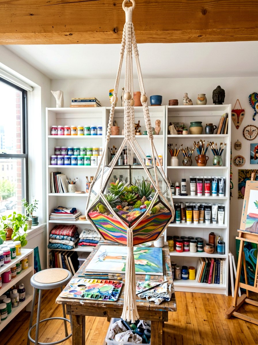 Colorful Sand Art Terrarium - 25 Spring Hanging Terrarium Ideas