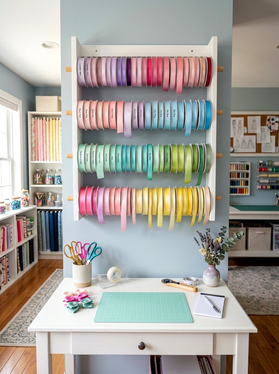 Colorful Satin Ribbon Station - 25 Spring Flower Bar Ideas