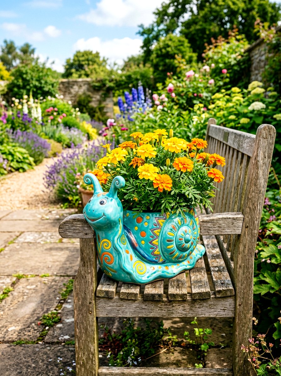 Colorful Snail Planter - 25 Spring Snail Planter Ideas