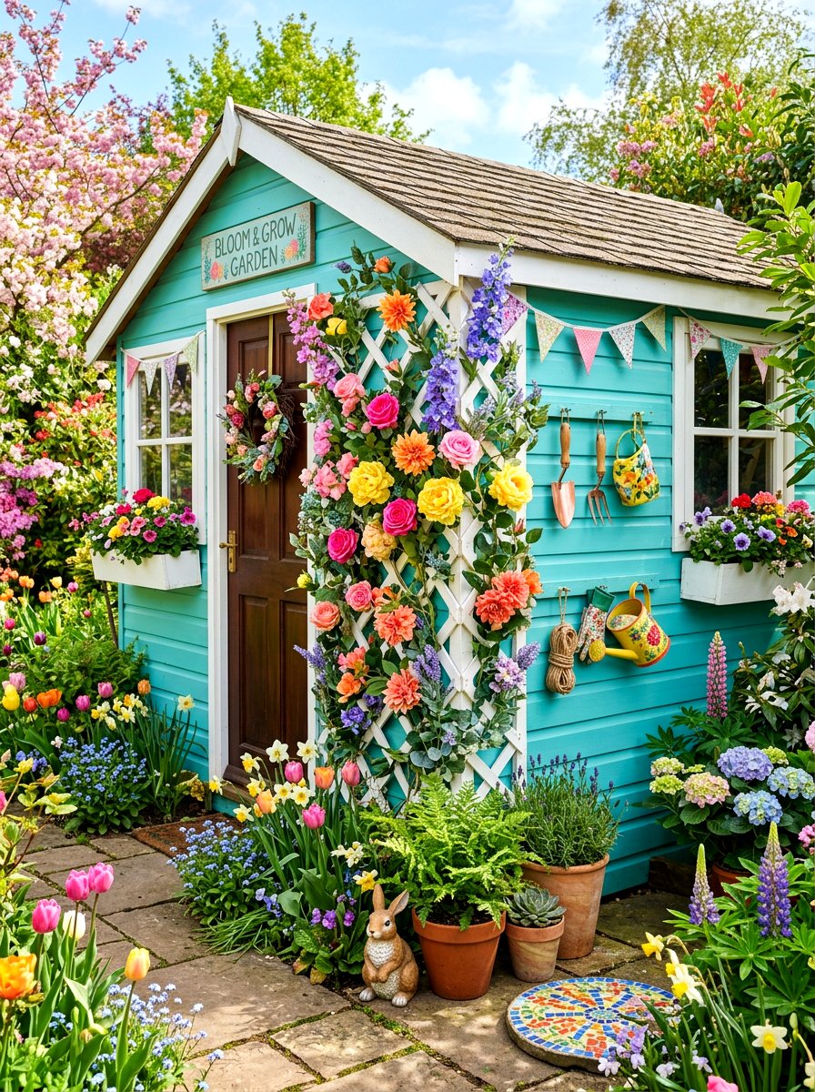 Colorful Spring Floral Lattice - 25 Spring Lattice Wall Decor Ideas