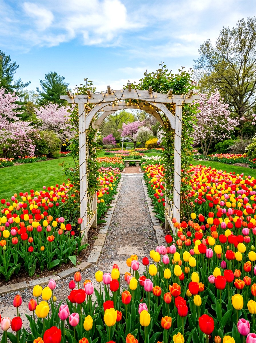Colorful Spring Tulip Arbor - 25 Spring Arbor Entrance Decor Ideas