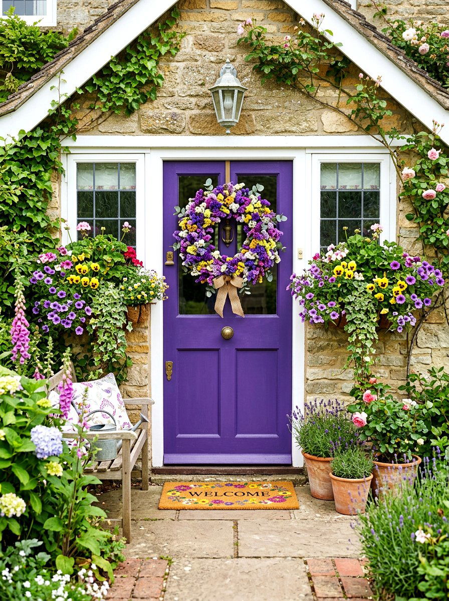 Colorful Statice Wreath - 25 Spring Dried Floral Wreath Ideas