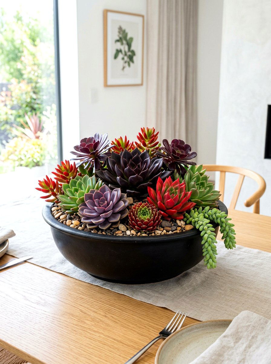 Colorful Succulent Centerpiece - 25 Spring Succulent Centerpiece Ideas