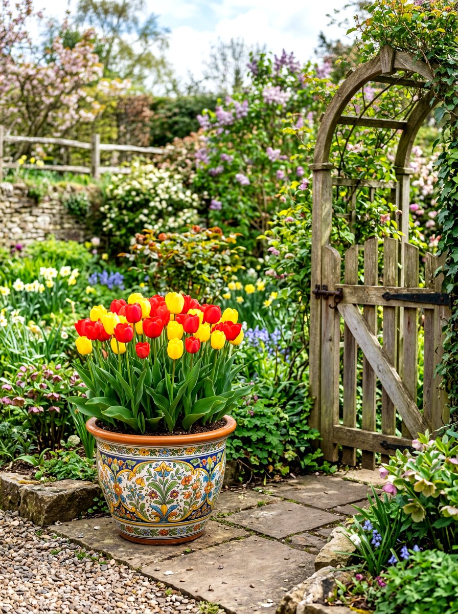 Colorful Tulip Bulb Pot - 25 Spring Garden Planter Ideas