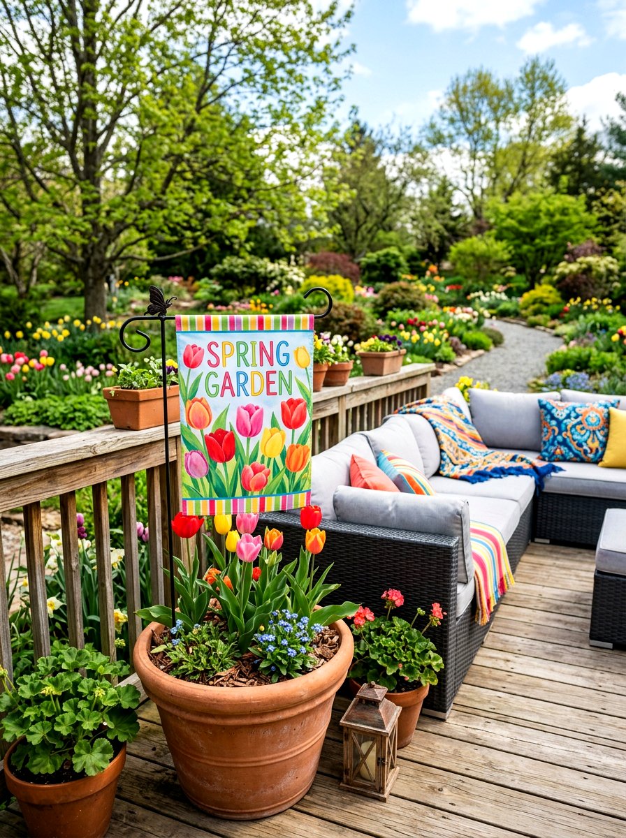 Colorful Tulip Garden Flag - 25 Spring Outdoor Banner Ideas