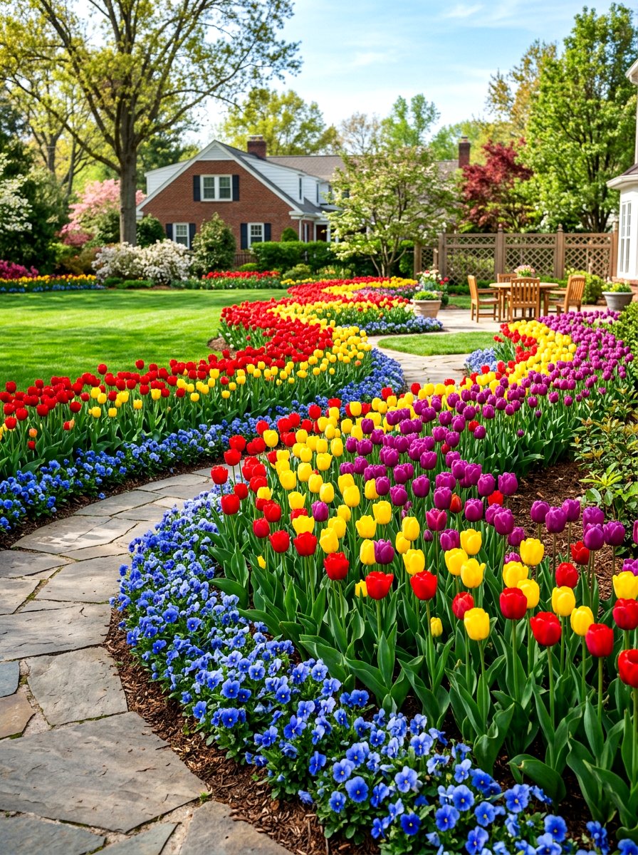 Colorful Tulip Garden - 25 Spring Flower Bed Ideas