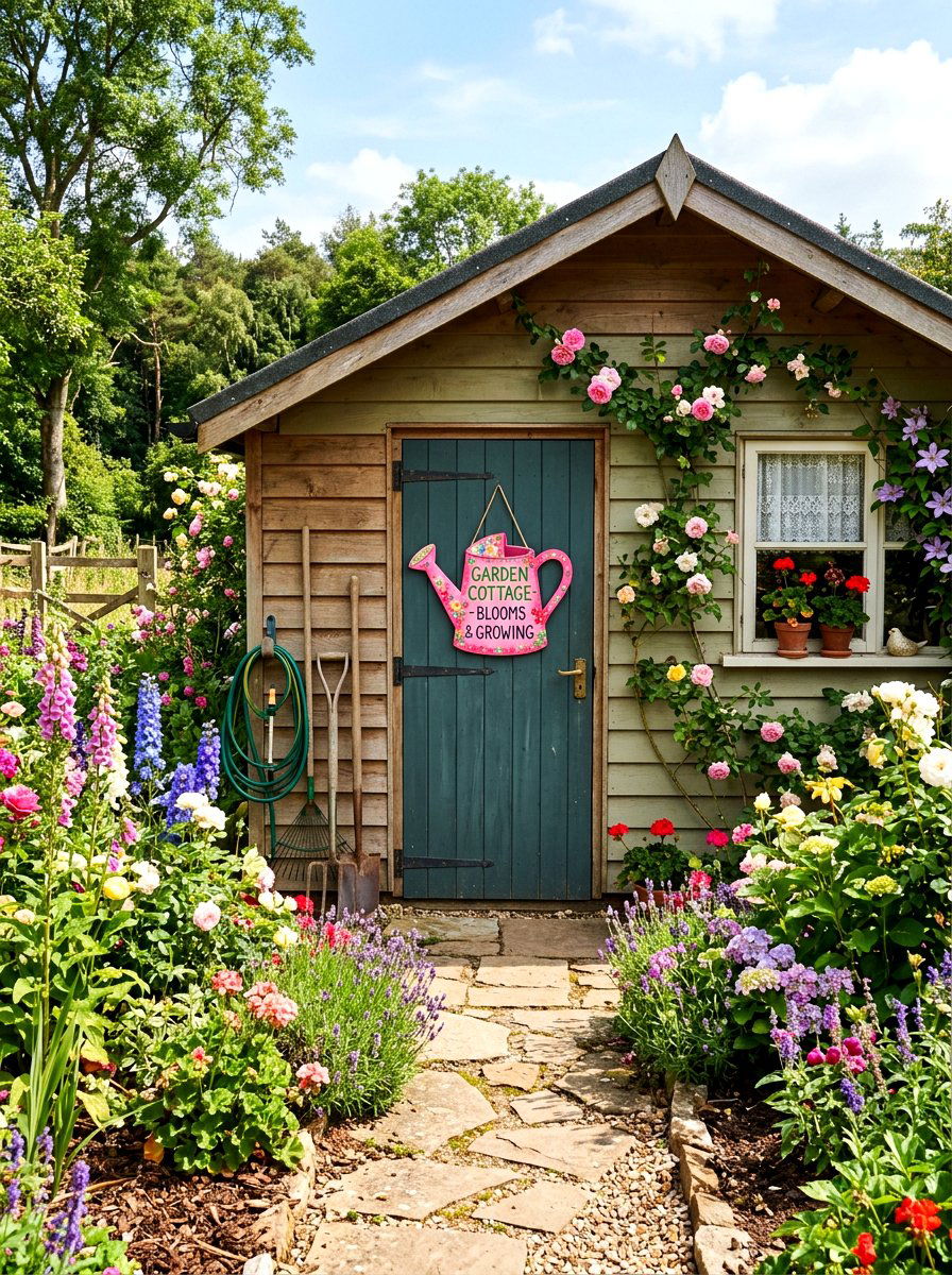 Colorful Watering Can Sign - 25 Spring DIY Sign Ideas