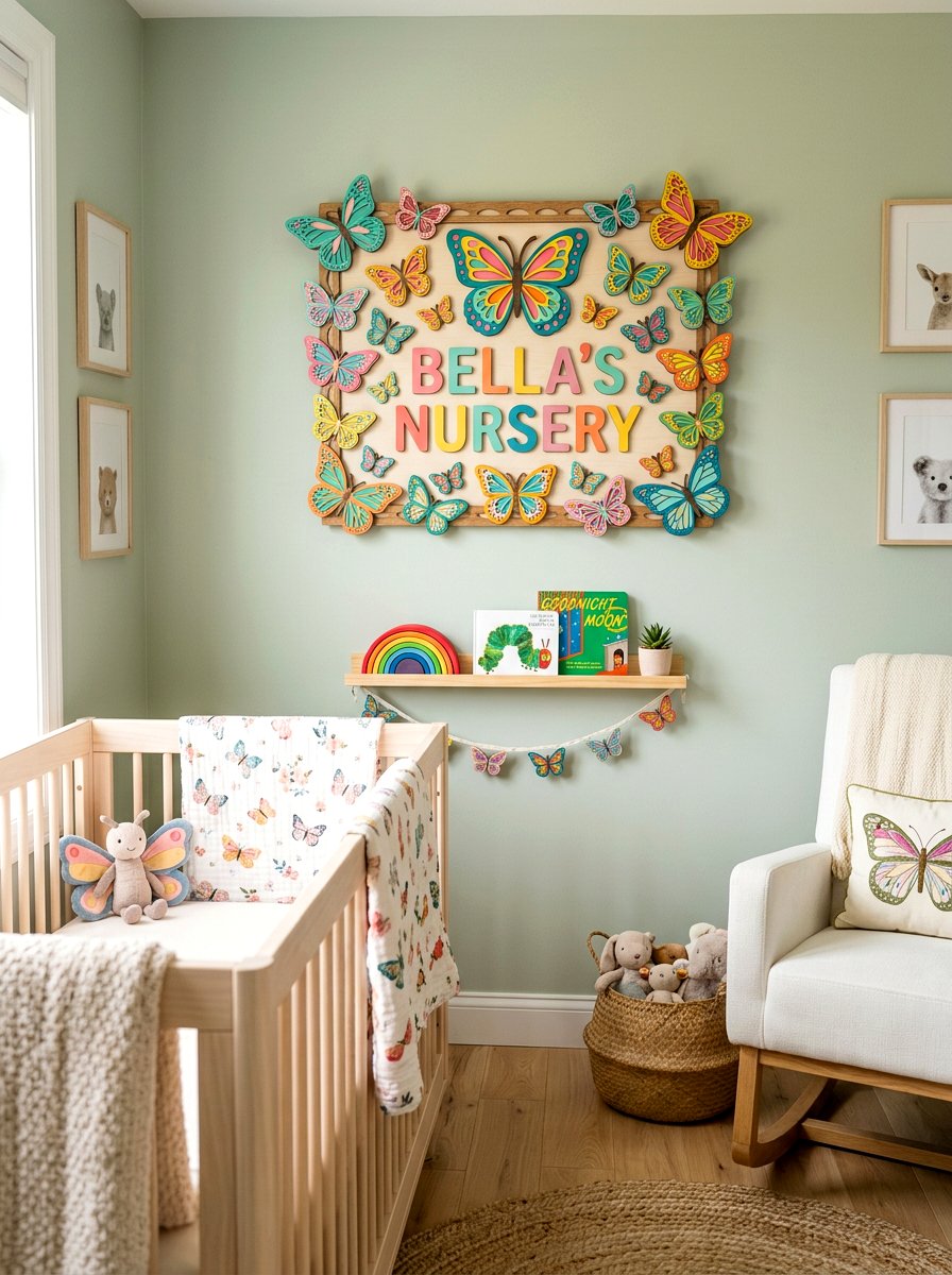 Colorful Wooden Butterfly Sign - 25 Spring Painted Sign Ideas