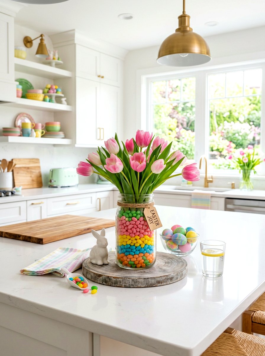 Colorful candy mason jar vase - 25 Spring Mason Jar Vase Ideas