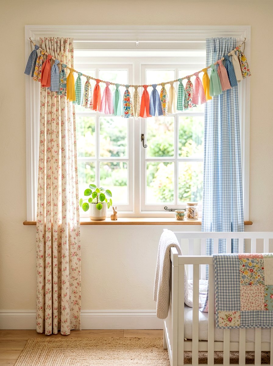 Colorful fabric scrap tassel garland - 25 Spring Recycled Decor Ideas