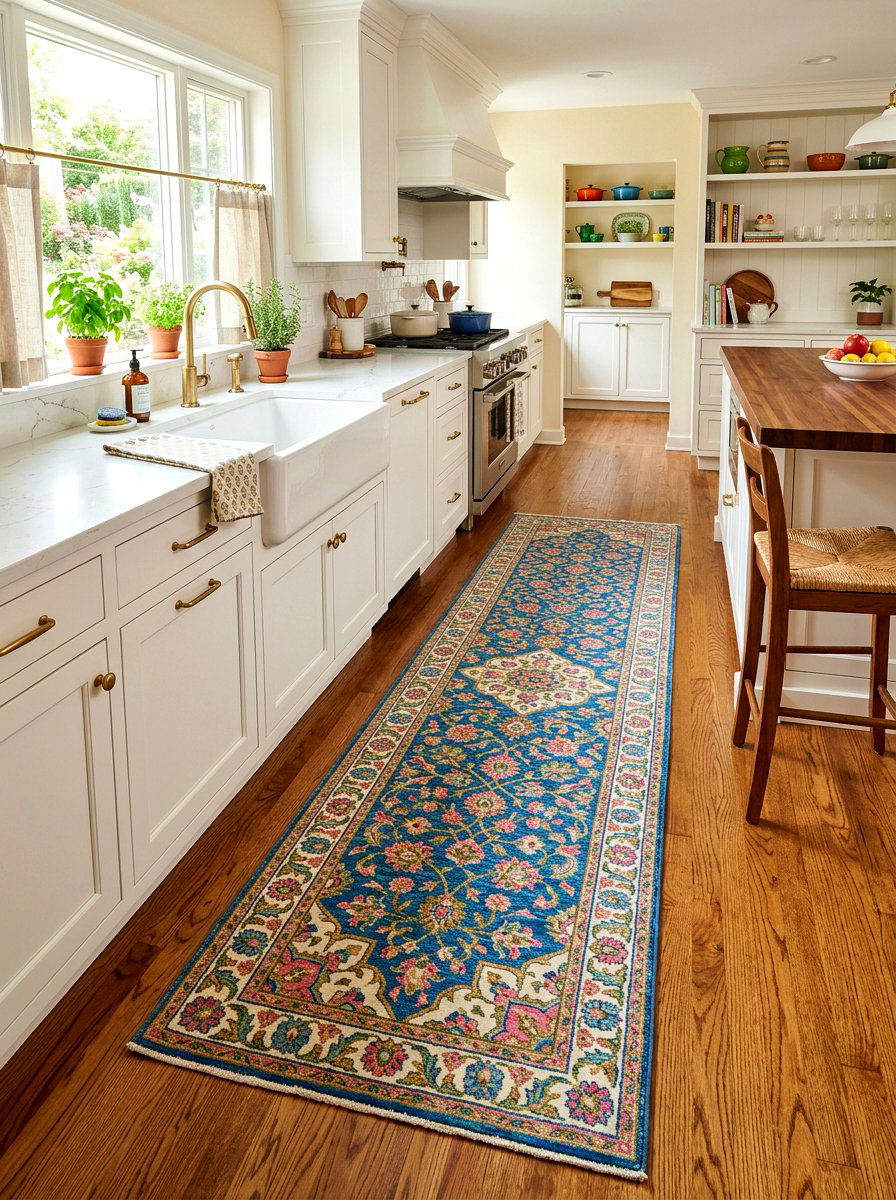 Colorful kitchen runner - 25 Spring Kitchen Refresh Ideas