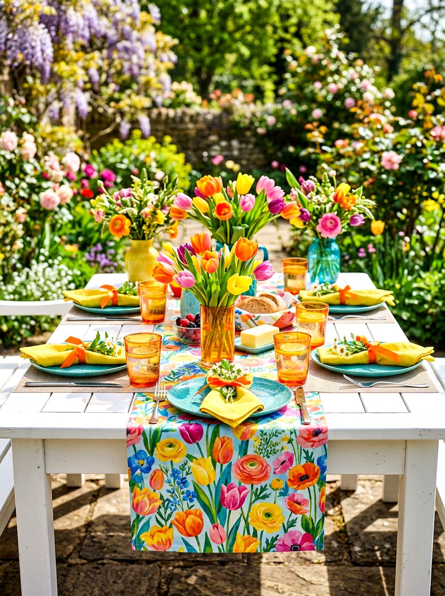 Colorful spring table decor - 25 Spring Outdoor Dining Table Ideas