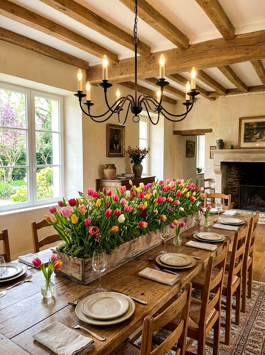 Colorful tulip meadow display - 25 Spring Tulip Arrangement Ideas