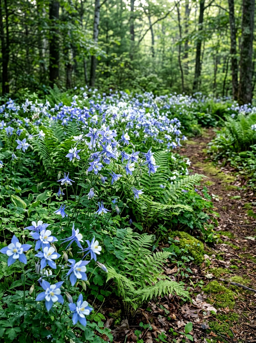 Columbine Woodland Border - 25 Spring Flowering Plant Ideas