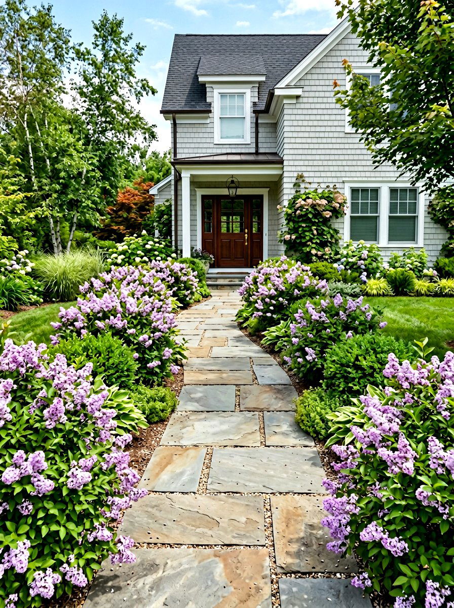 Compact Lilac Walkway - 25 Spring Lilac Bush Ideas
