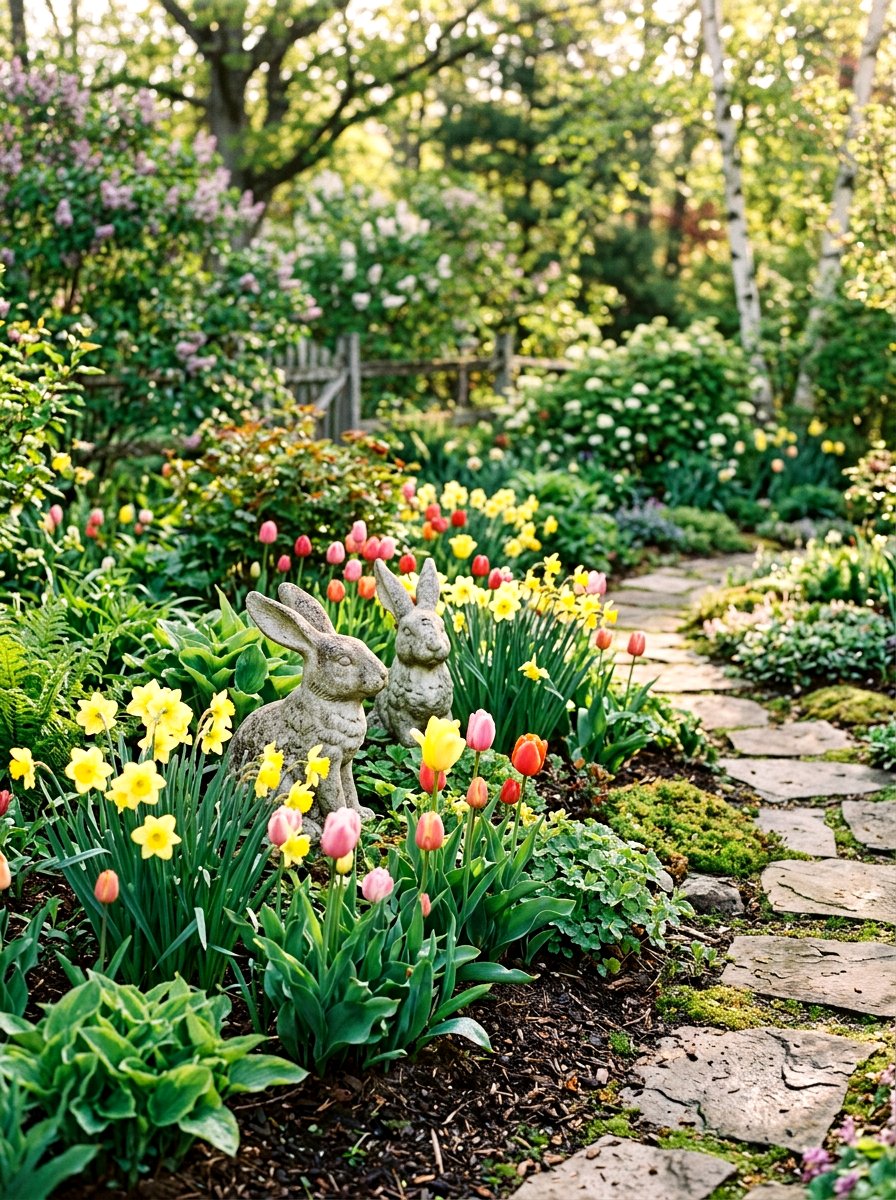 Concrete Bunny Garden Statue - 25 Spring Bunny Decor Ideas