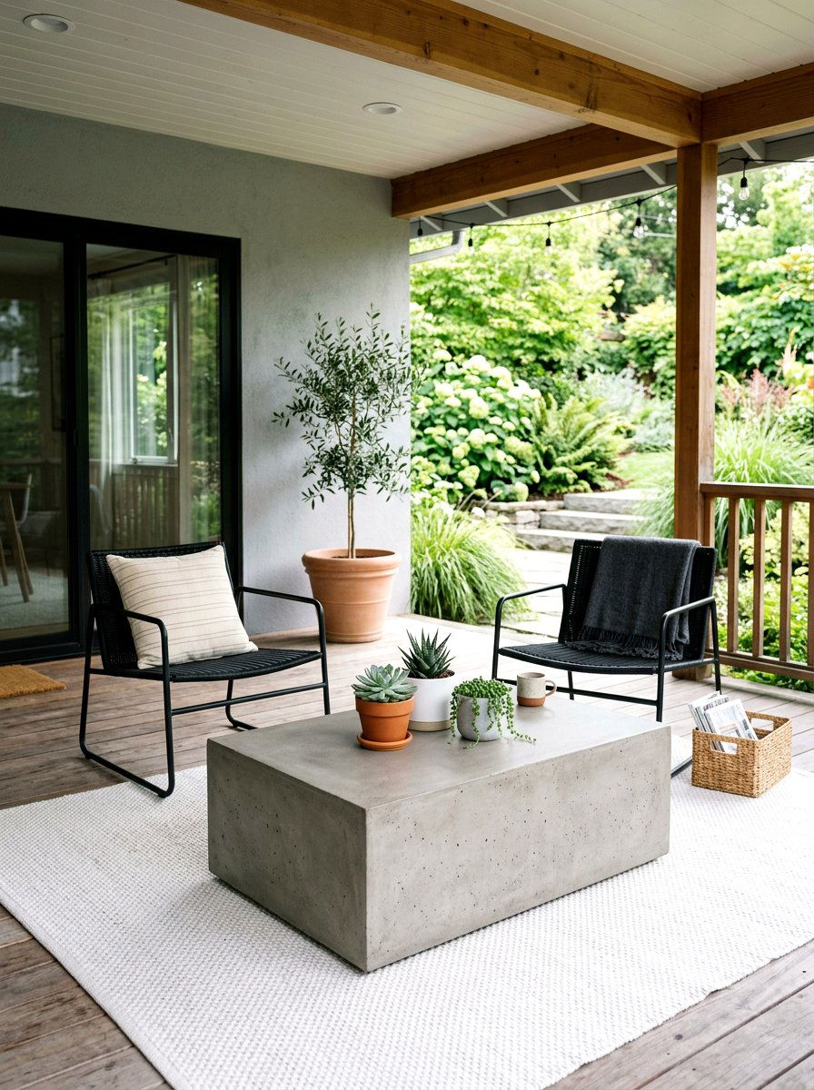 Concrete Coffee Table - 25 Back Porch Spring Decor Ideas