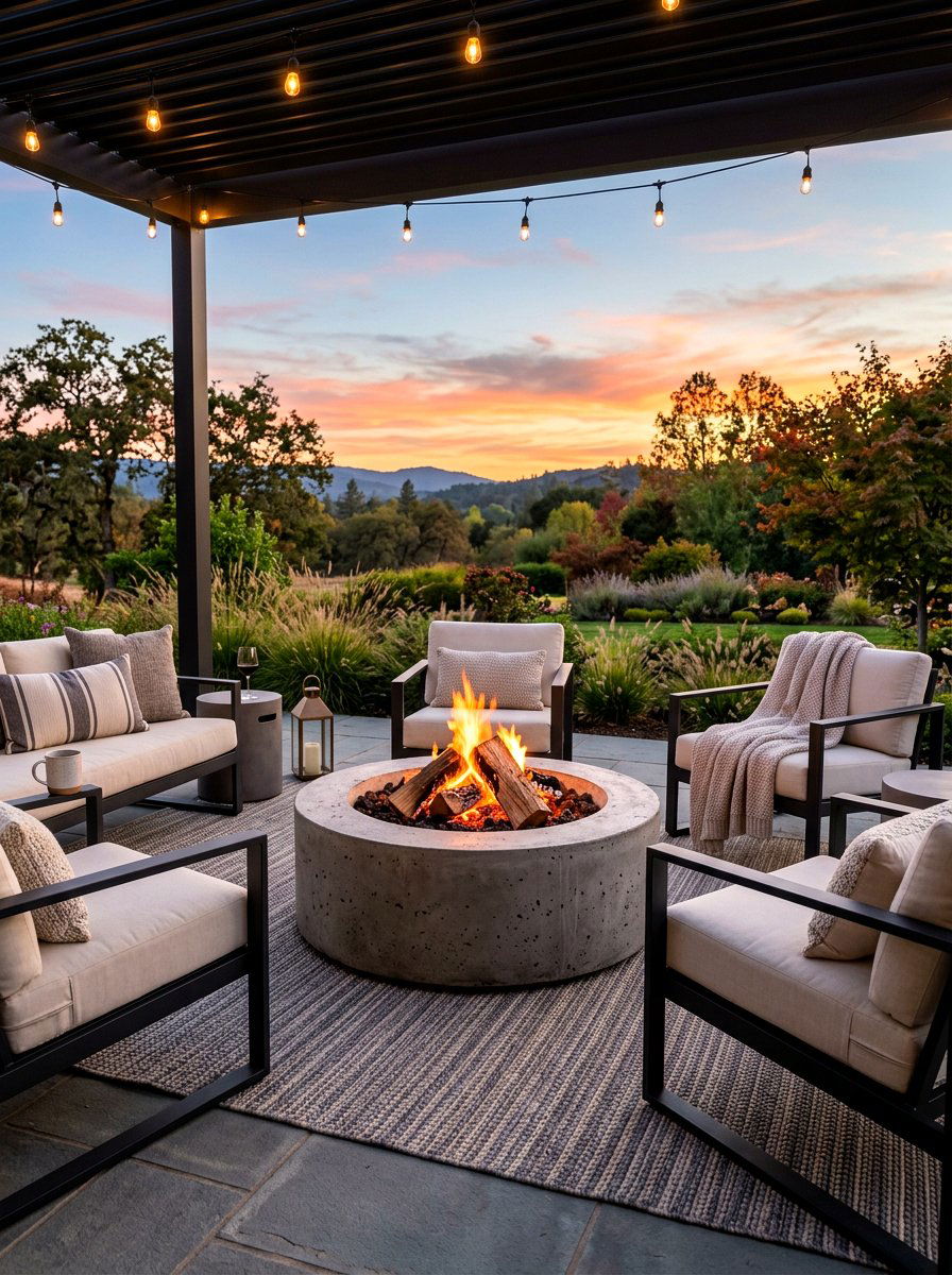 Concrete Fire Pit - 25 Spring Concrete Garden Decor Ideas